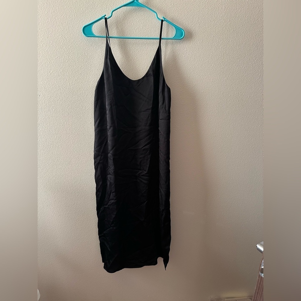 Everlane the hammered satin slip dress black size 4 style F-DRS-HSN-SLIP-SL - Picture 4 of 10